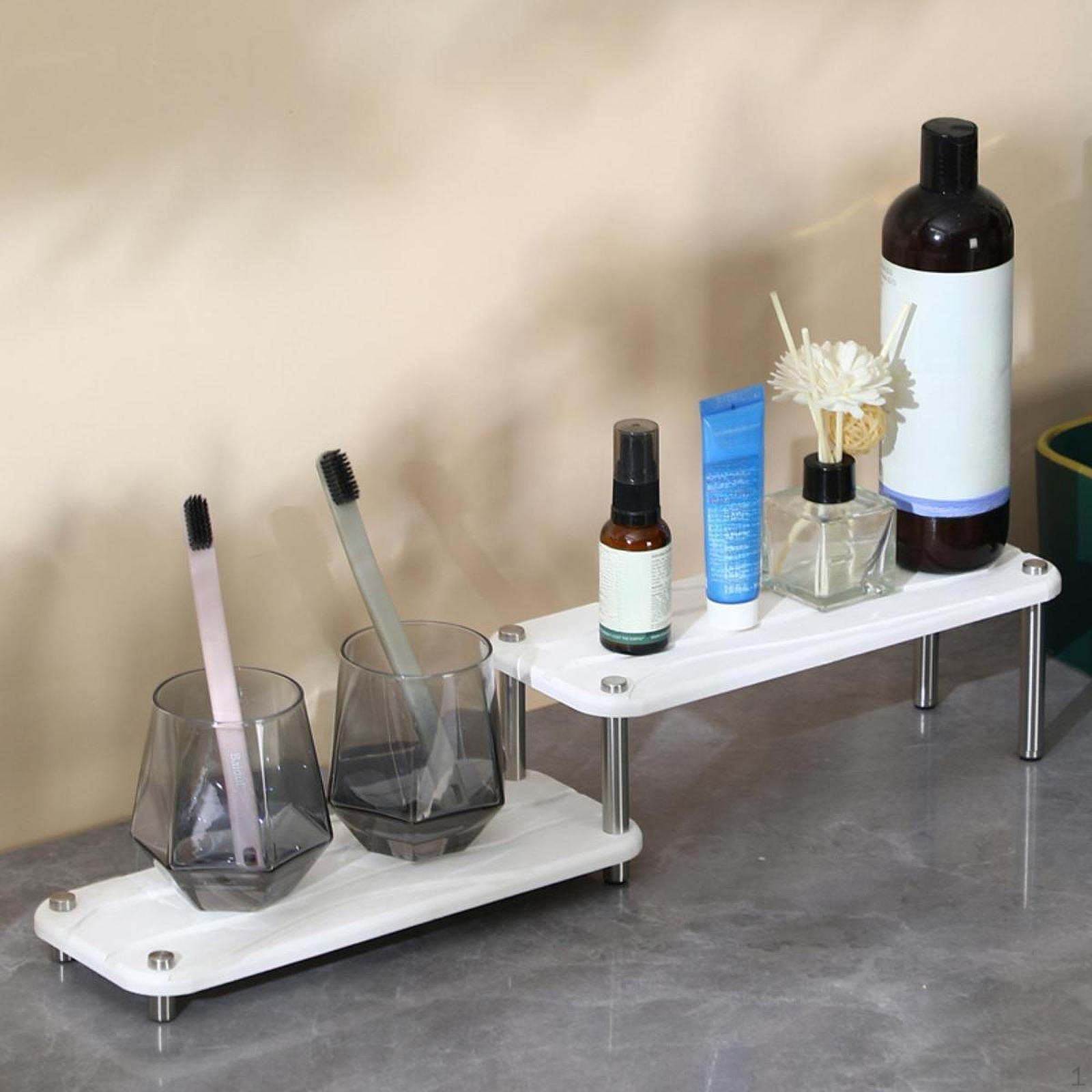 

Органайзер для раковины в ванной комнате, аккуратный контейнер, 2 уровня, декоративный, быстросохнущий поднос white