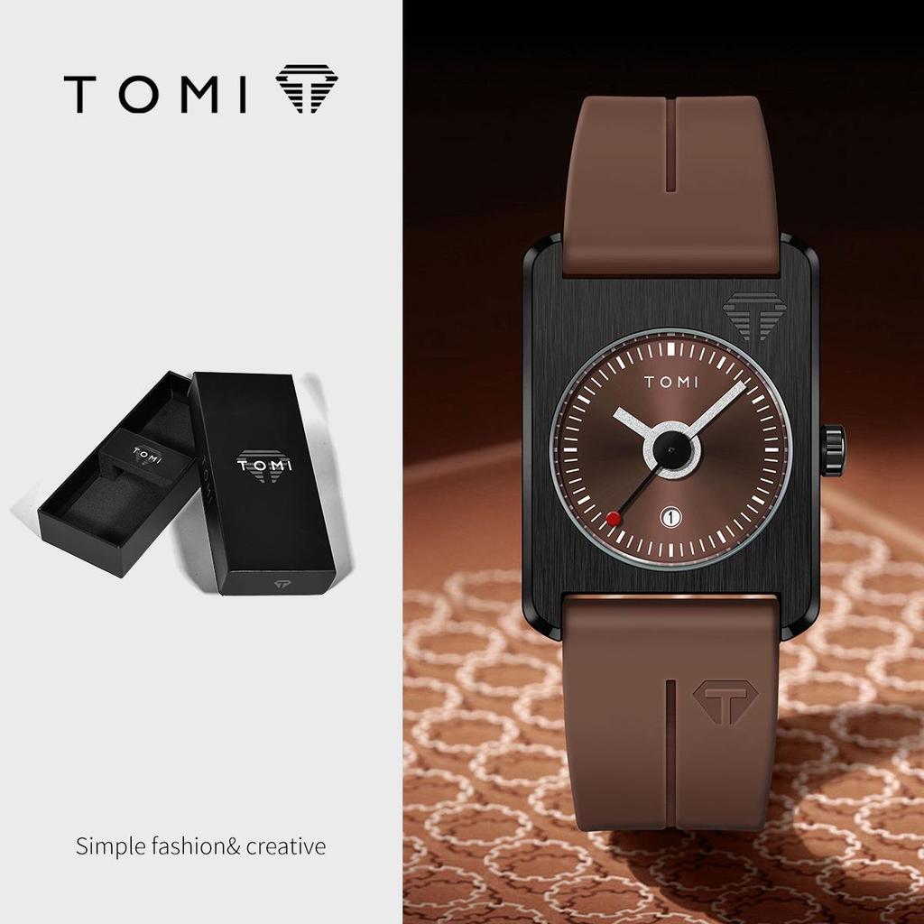 TOMI Square Calendar Watch - Korean Style Student Strap Watch