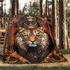 1pc Royal Tiger Crown Print Outdoor Blanket, Lightweight Polyester,