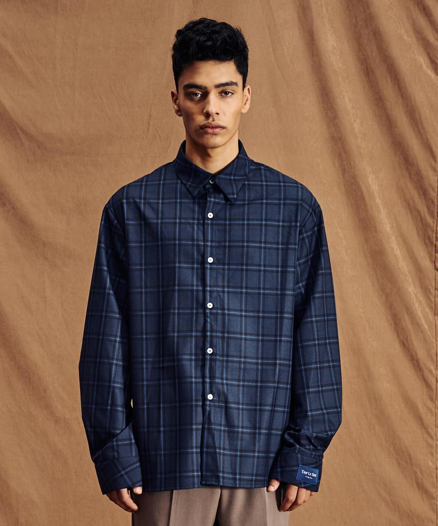 TRIP LE SENS Genderless Check Shirts 2 Navy