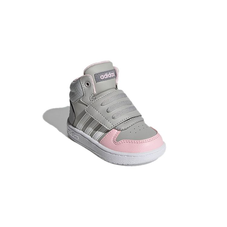 Adidas Neo Hoops 2.0 Mid Color Block Durable Mid-Top Walking Shoes Baby Shoes Gray Pink GZ7779