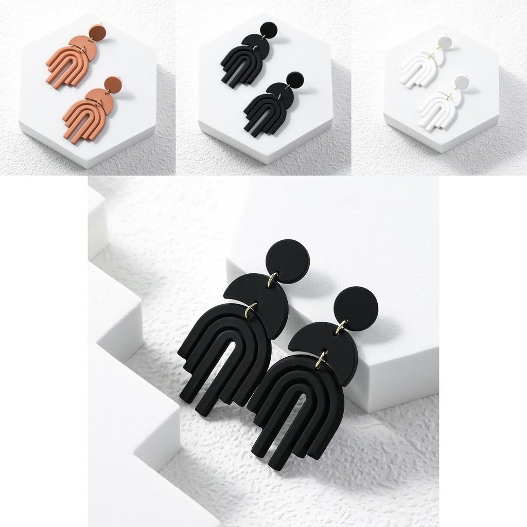 Acrylic Geometric Stylish Dangle Earrings For Women Asymmetric Winter Fashion
