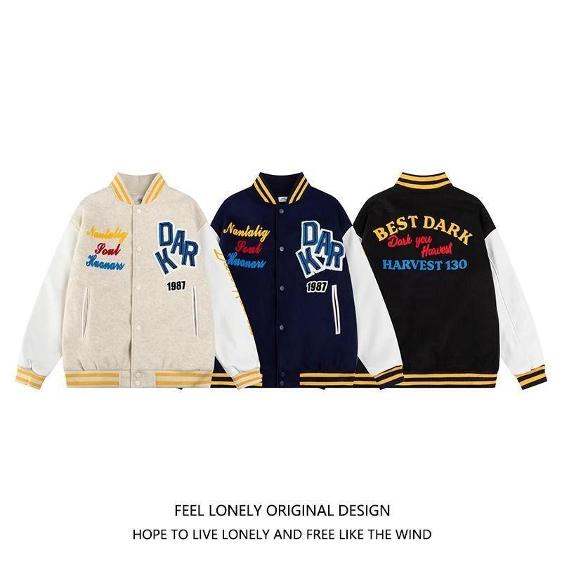 

Spring Collegiate Baseball Jacket - Versatile, Petite, Hip-Hop Style XL