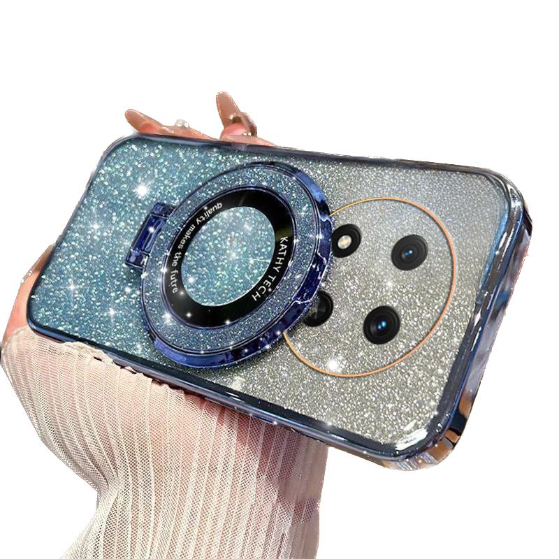 Luxury Plating For Honor Magic 7 Lite Pro 5G X9C Magnetic Holder Glitter Diamond Case For Honor X9C Magic Pro Lite 7 5g Cover