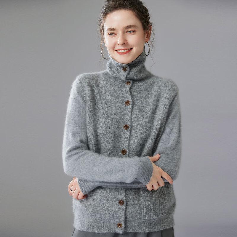 Fanzhen Women's Cashmere Silk Blend Lapel Vest Cardigan