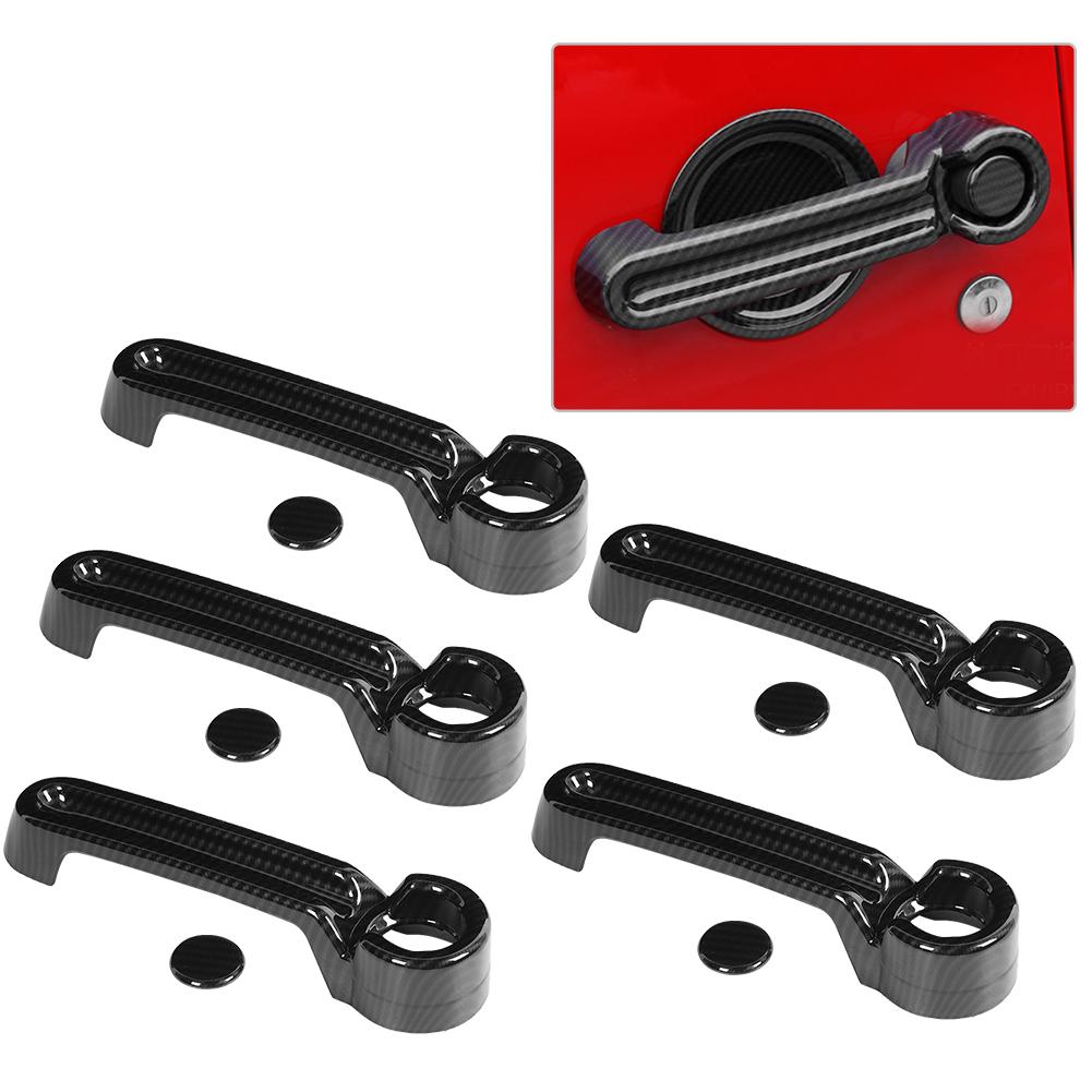 10pcs Carbon Fiber Style Exterior Door Handle Cover Trim Fits for Jeep Wrangler JK 0717