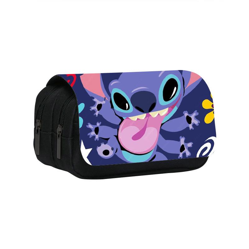 Stitch Double Layer Pencil Case For Students With Polyester Material And Storage Space
