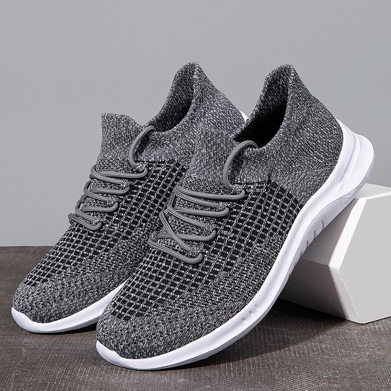 Large Size New Waterproof and Breathable Sports Men's Shoes Single Mesh Shoes Men's Fly-woven Socks Shoes Deodorant Running Shoes
