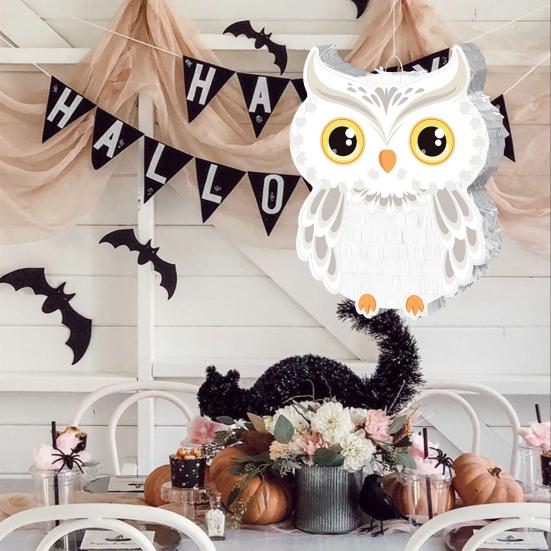 Yousheng Owl Pinata with Stick Blindfold Confetti Small Owl Pull String Pinata for Woodland Forest Animal Party Birthday Decoration cm