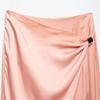 2025 Summer Gold-Trimmed Pink Silk Midi Skirt Set
