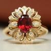 2026 Nuovo Gioiello Amazon Diamante Rosso, Anello Classico Europeo e Americano in Oro Intarsiato con Rubino per Donna