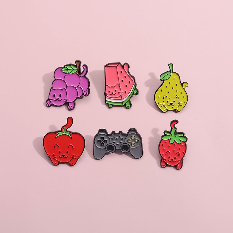 Charming Cute Cartoon Fruit Brooches Featuring Adorable Strawberry Watermelon Grape Designs