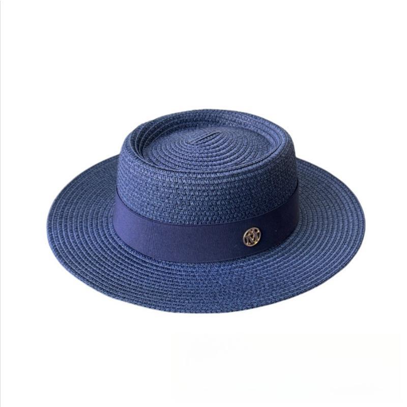 New Summer Straw Sun Hats for Women Ladies Fashion Flat Brim Ribbon Beach Hat Travel Dress Cap Chapeau Femme