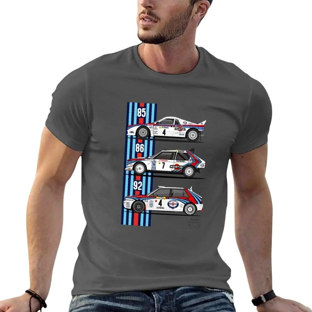 Oversized Black Short-Sleeve T-Shirt Featuring Lancia Martini Rally WRC Legendary Cars Graphic Print for Rally Enthusiasts & Classic Car Lovers