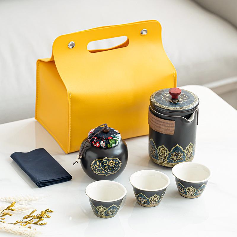Travel tea set portable kung fu tea set outdoor teapot quick guest cup Mid-Autumn Festival gift gift