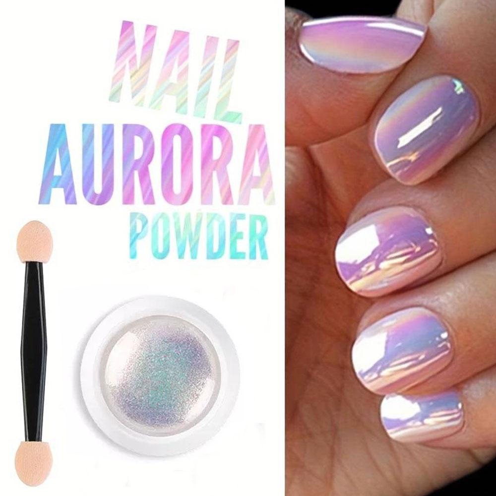 

1Jar Pearl Effect Nail Powders Mirror Aurora Chrome Mermaid Nails Art Powder Rainbow AB Magic Mirror Pearl Shell Powder Supplies Aurora