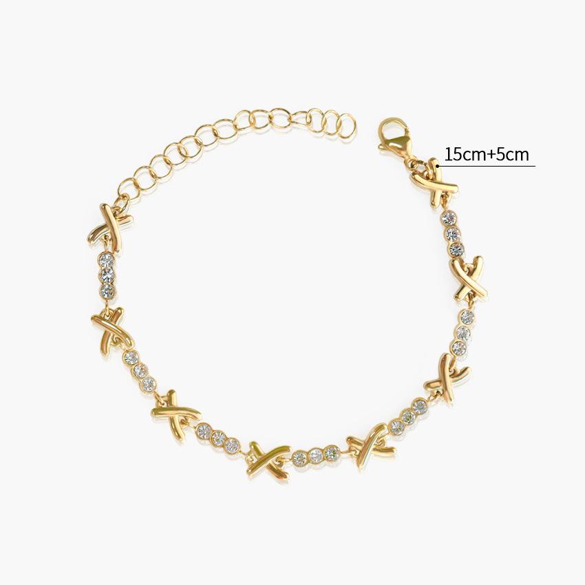 

French Light Luxury Personality High Sense X-Shaped Diamond-Encrusted Titanium Steel Necklace