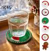 Cozy Home Accessory for Coffee Table Christmas Crochet Coaster, Handmade Woven Drink Cup Pad, Cute Santa Snowman Party Decorations Gingerbread