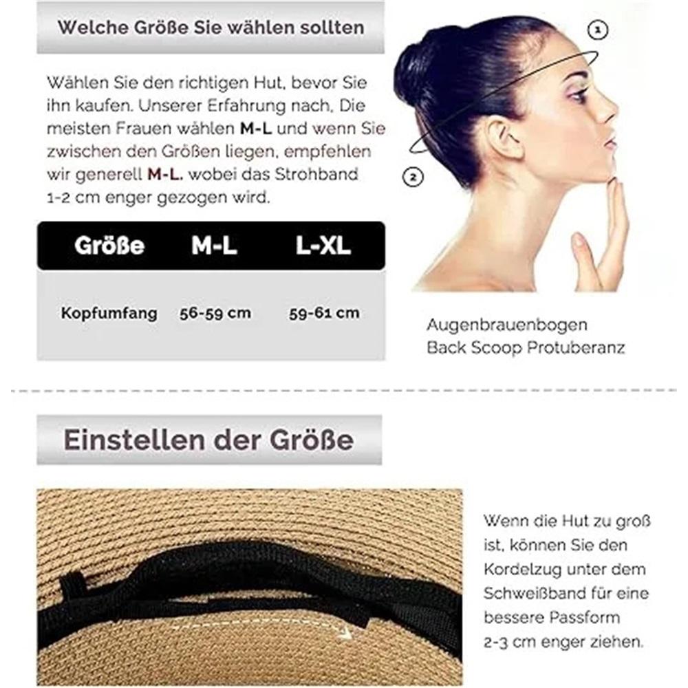 Khaki Women Wide Brim Sunscreen Straw Hat Upf 50 Summer Ha