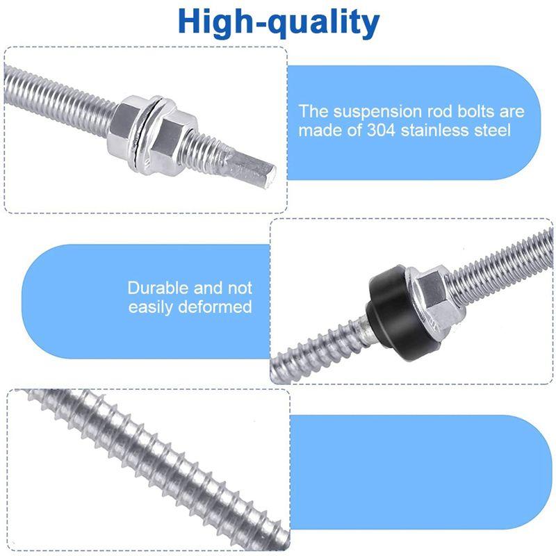 A60z25cm Solar Hanger Bolts Solar Panel Roof Mounting Screws M10 Solar PV Panel Mounting Bracket For Fixing Solar Panel 6Pc Dura