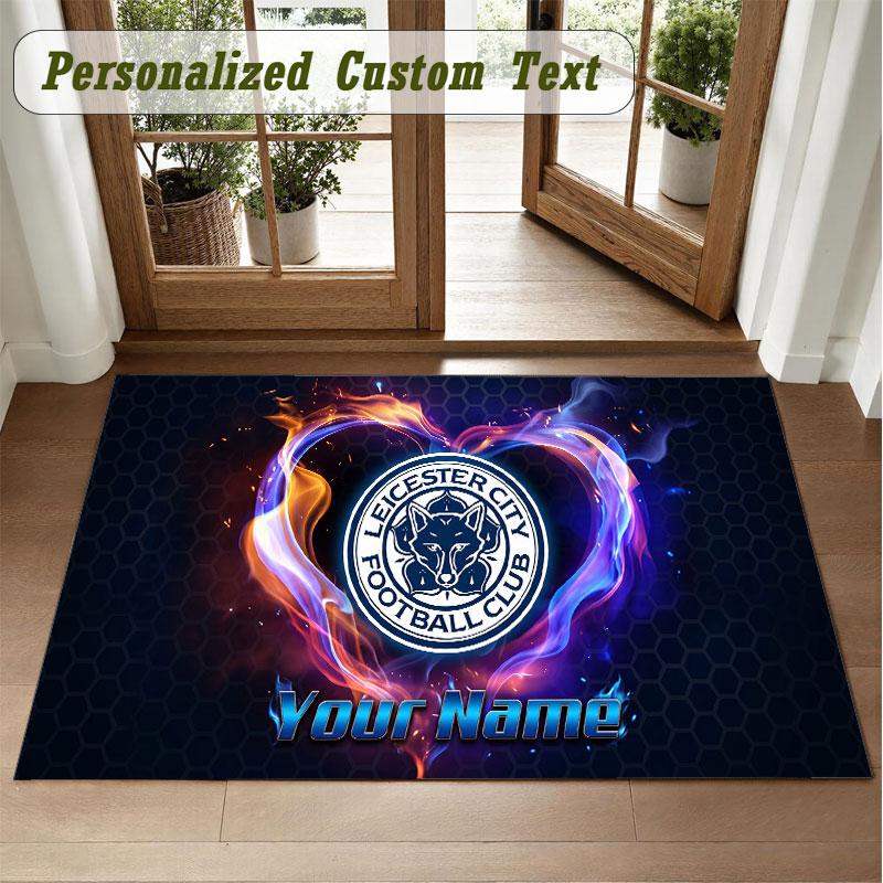 Crystal Velvet Square Rug Custom NameLeicester City Pattern Non Slip Home Floor Decor Rug