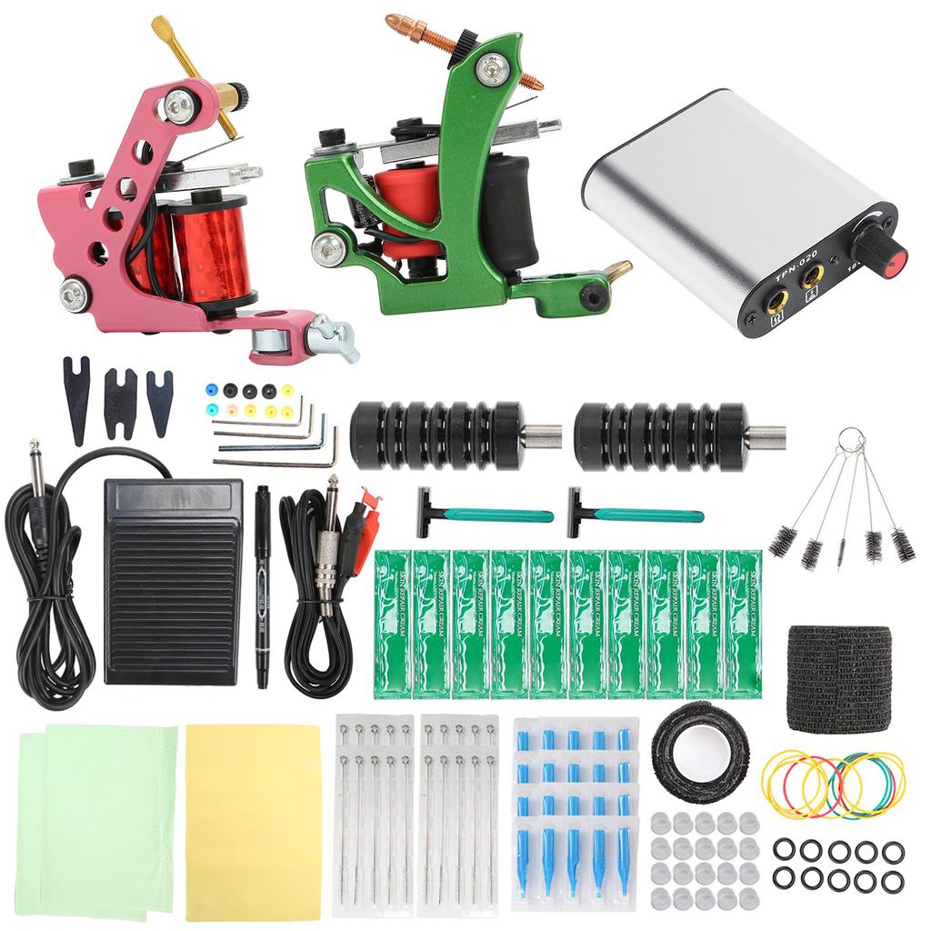 Complete Tattoo Kit Professional Tattoo Liner Shader Machine Power Supply Tattoo Supplies 90‑265VEU