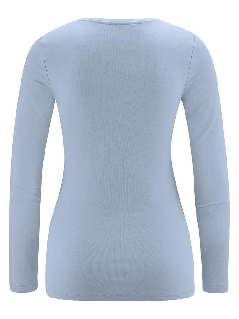 Women's Long-Sleeved Blue Bellybutton Maternity Blouse