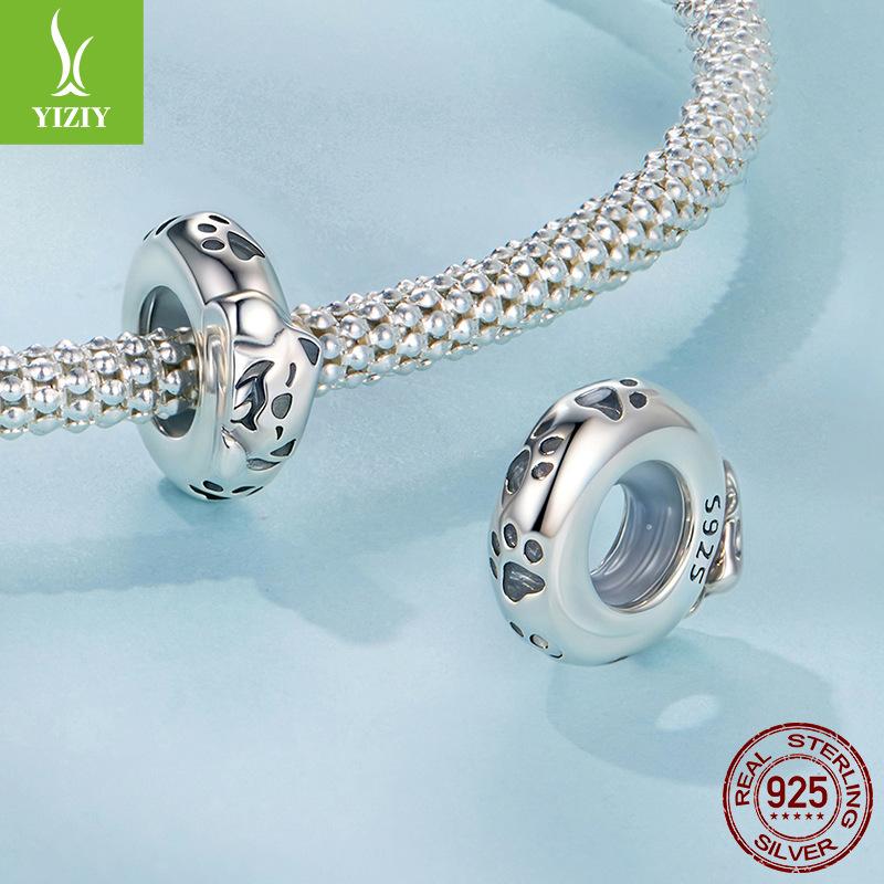 Playful Puppy Silicone Positioning Bead Spacer S925 Sterling Silver Cute Pet Bracelet Bead Spacer