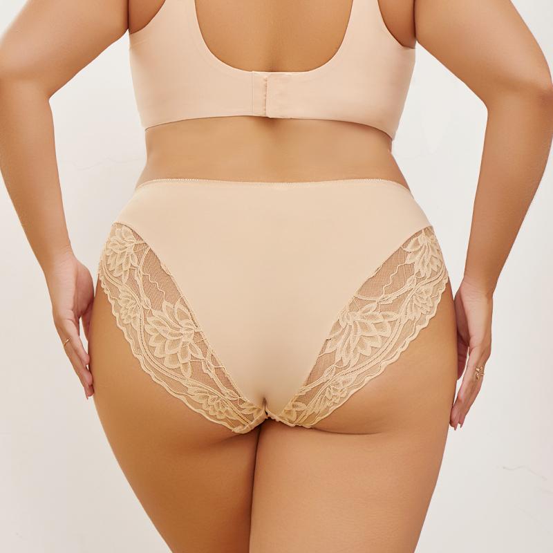 Braguitas Florales de Encaje para Mujer Sexy Ropa Interior Transparente Tallas Grandes Calzoncillos Femeninos Sin Costuras Lencería Calada S-XXL