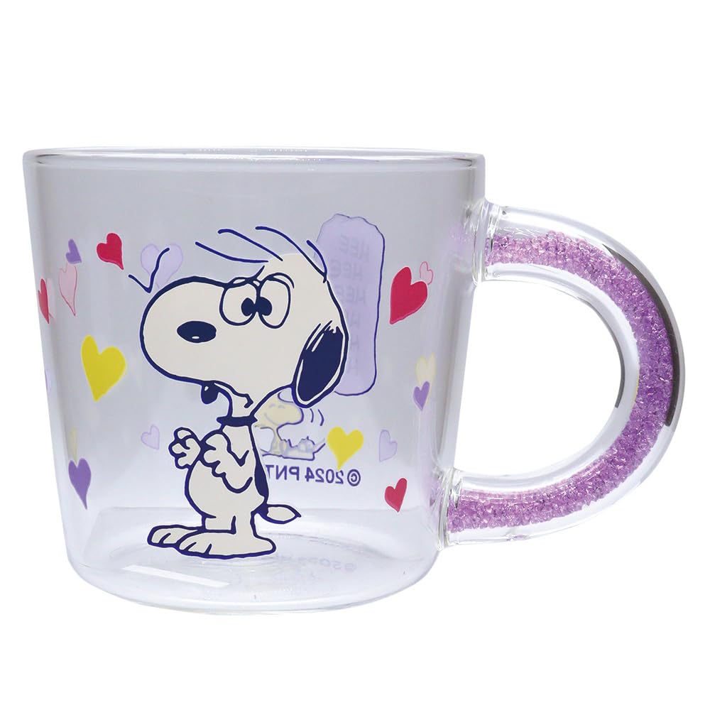 Onishi Ken Seihan PEANUTS Glass Mug D13 HEART/PU Size Approx. 8.9 H8.5 PM-2801