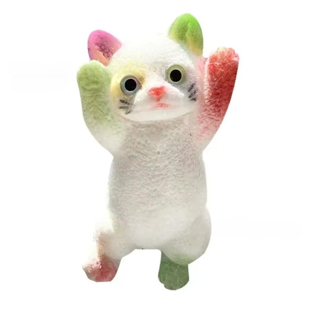Stress Relief Cat Squeeze Toy Realistic TPR Fidget Toy for Anxiety Soft Sensory Toy for Kids Teens Adults Mochi Squishy