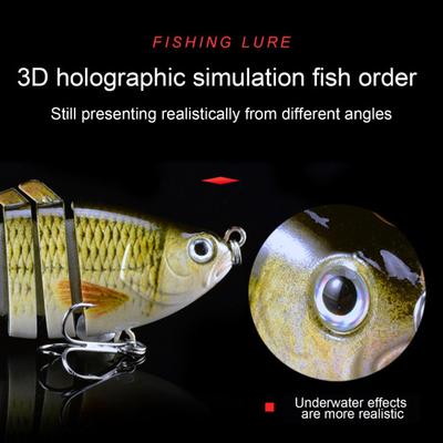 10CM/15.3G Multi-Jointed Fishing Lure with Hooks Realistic 7-Section Swimbait Plastic Artificial Bait Freshwater Saltwater Fishing Accessories