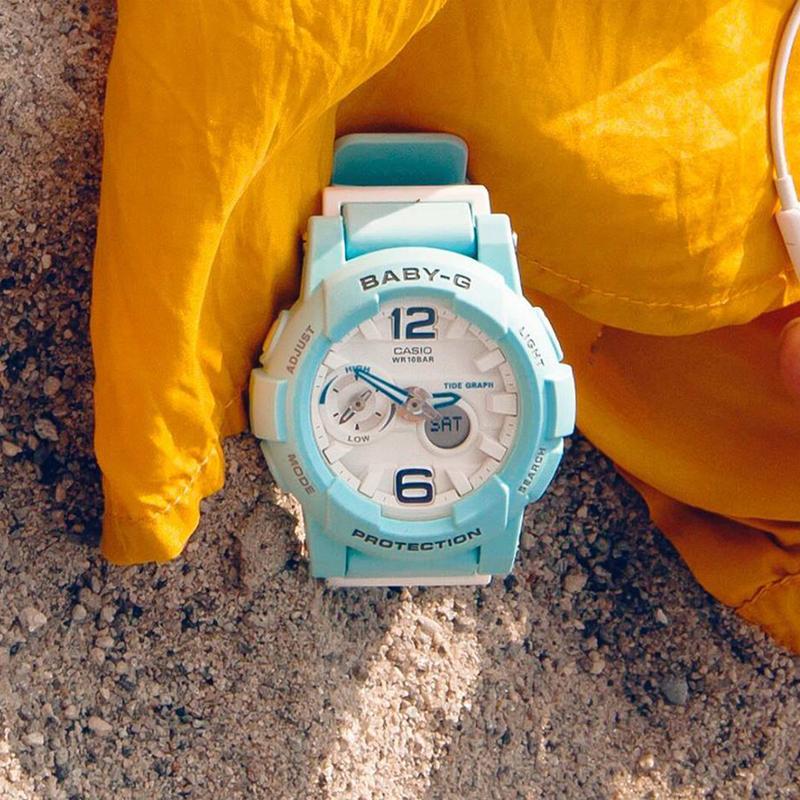Casio CASIOBABY-G Street Style Contrast Color Tide Classic Pointer Dual Display Dial Sports Waterproof Quartz Movement Resin Strap BGA-180BE-2B
