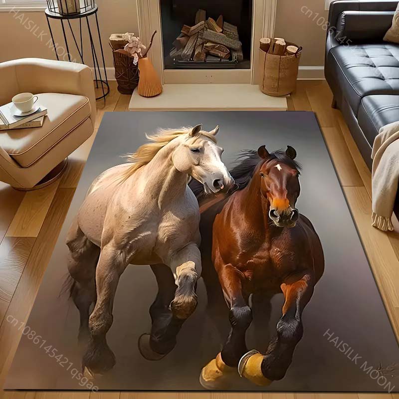17 Styles Running Horse Print Carpet for Living Room Bedroom Sofa Doormat Home Decor  Area Rug Non-slip Floor Mat for Gifts
