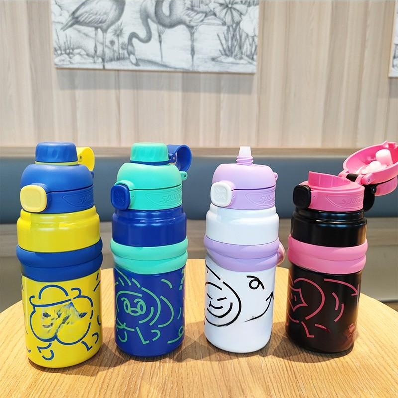 Outdoor Stainless Steel Thermos Cup With Straw For Students And Travelers
