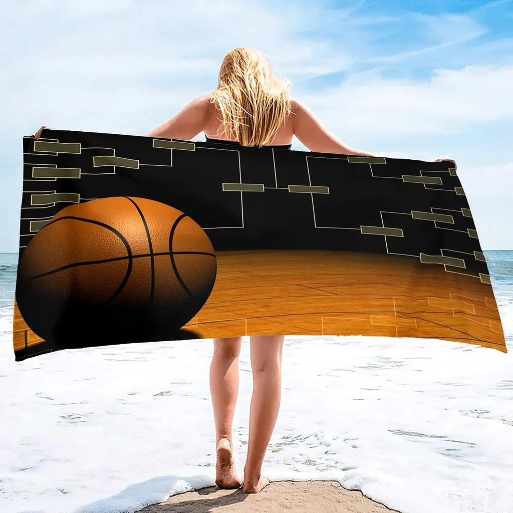 Basketball Large Beach Towel,Soft and Quick Dry Oversized Bath Soft Microfiber for Sports Girls Teens Adults Men