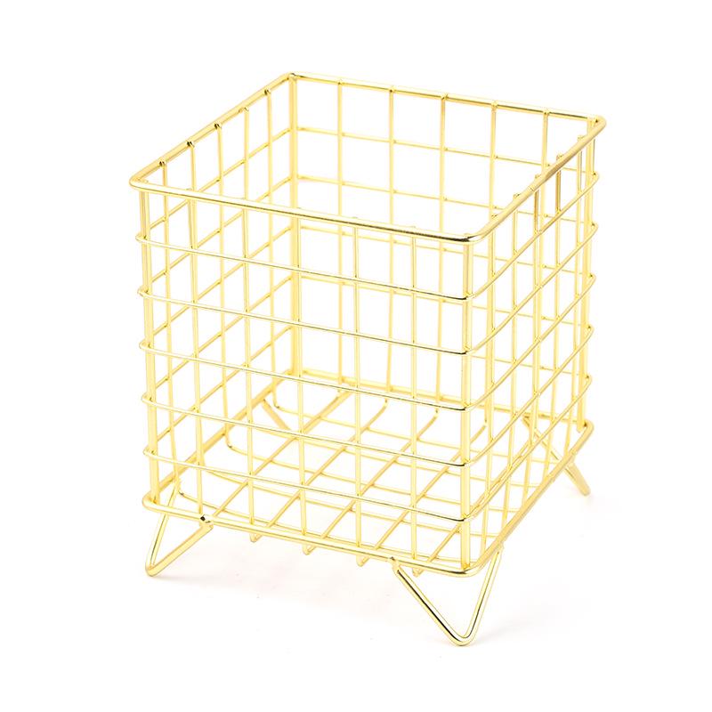 Nordic Iron Square Storage Basket - Four-Legged Desktop Organizer for Makeup and Sundries