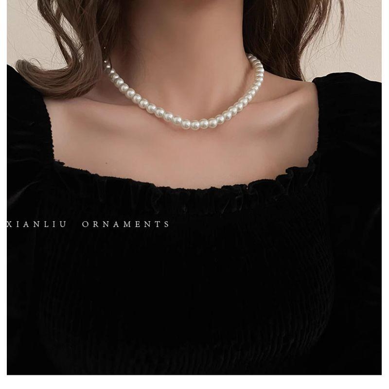 

Мода Доступная Роскошь Стиль Модное Многослойное Жемчужное Ожерелье Женское Минималистичное Длинное Декоративное Ожерелье-Цепочка для Свитера в Корейском Стиле White 6mm