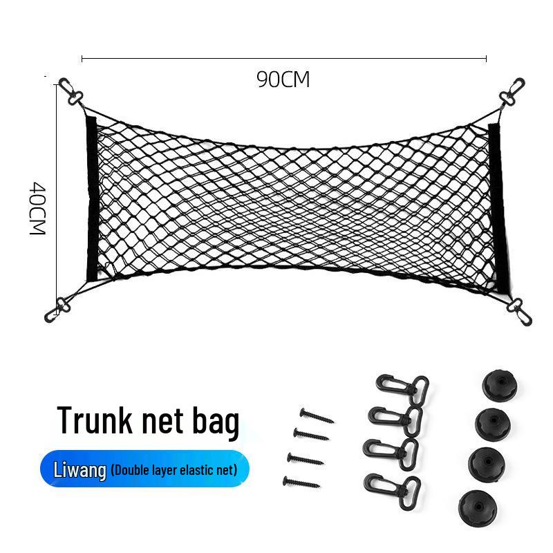 Car Trunk Storage Net Bag with Hooks