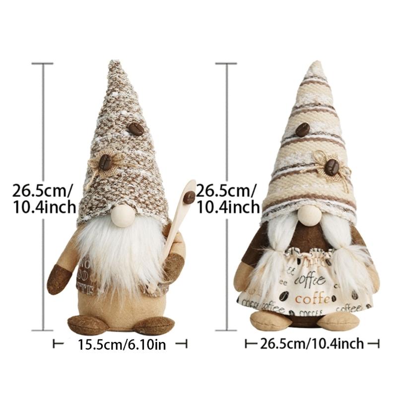 Handmade Swedish Tomtes Chefs Gnome Standing Coffee Gnome Facelesses Doll Decors