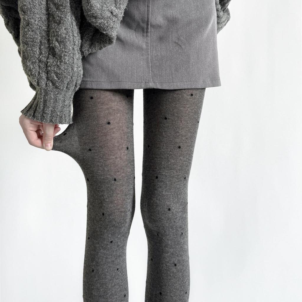 Women's Gray Sheer Thin Leggings - Spring/Summer Solid Color Cotton Knit Tights