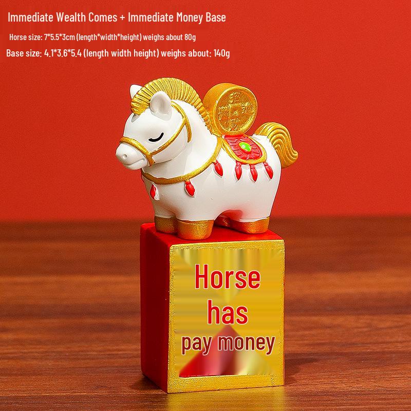 Guochao Year of the Horse Desktop Ornament: Zodiac Horse Office Mascot & Creative New Year Gift