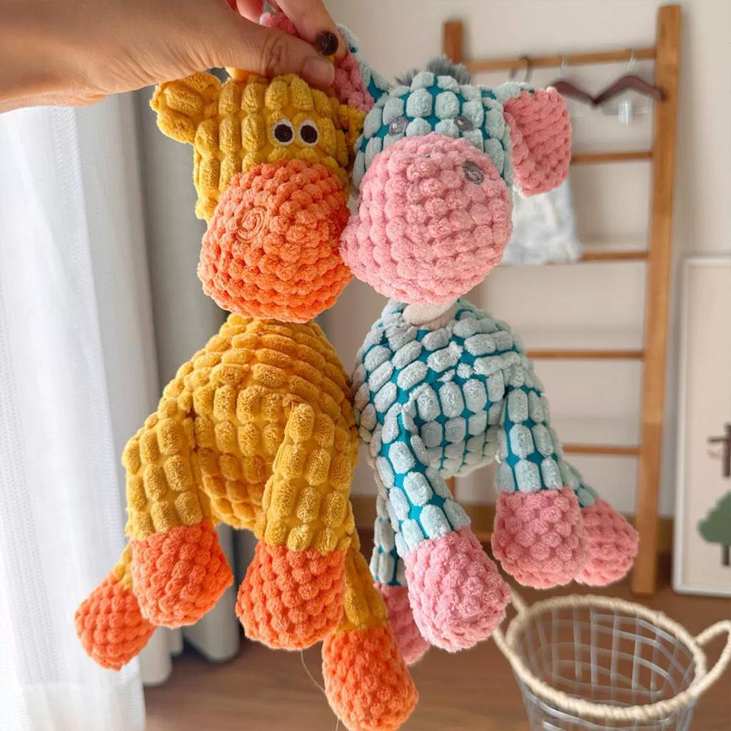 Cute Donkey Plush Toy for Dogs - Squeaky Chewable Interactive Pet Toy with Funny Sound, Soft Plush Puppy Teething Toy