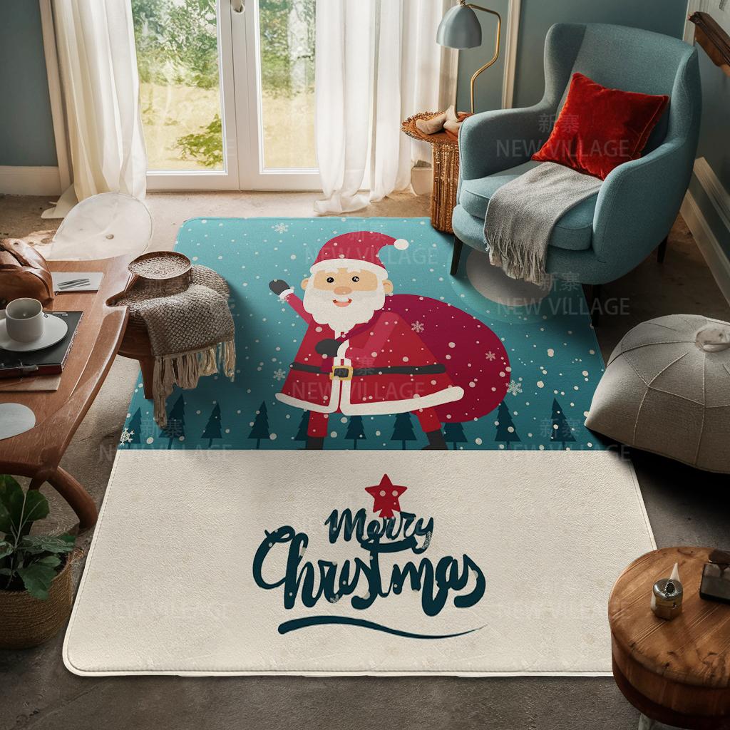House Entrance Carpet Home Door Mat Living Room Bath Foot Bathroom Non-slip Water Absorption Rugs Bath Merry Christmas Winter