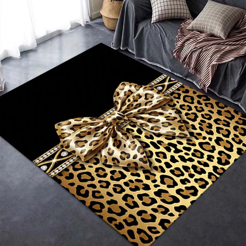 2025 Neuer Leopardenmuster Schleifen Teppich für Wohnzimmer Schlafzimmer Zuhause Sofadekoration, Kinderspiel Rutschfeste Bodenmatte91