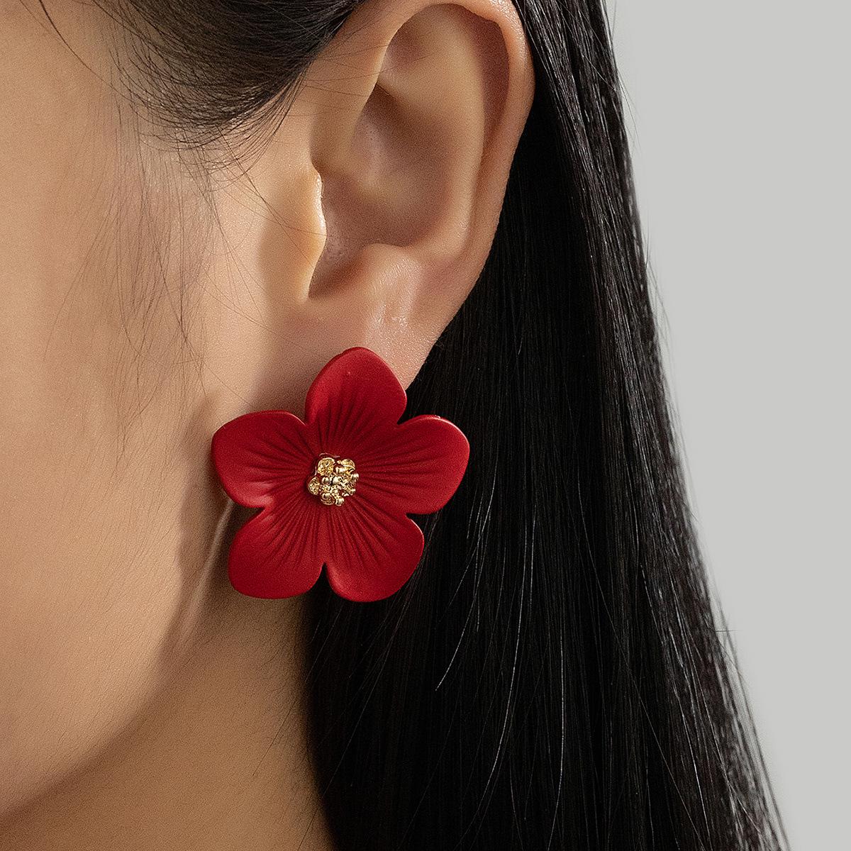 Европейские и американские многослойные цветочные серьги из цветного сплава