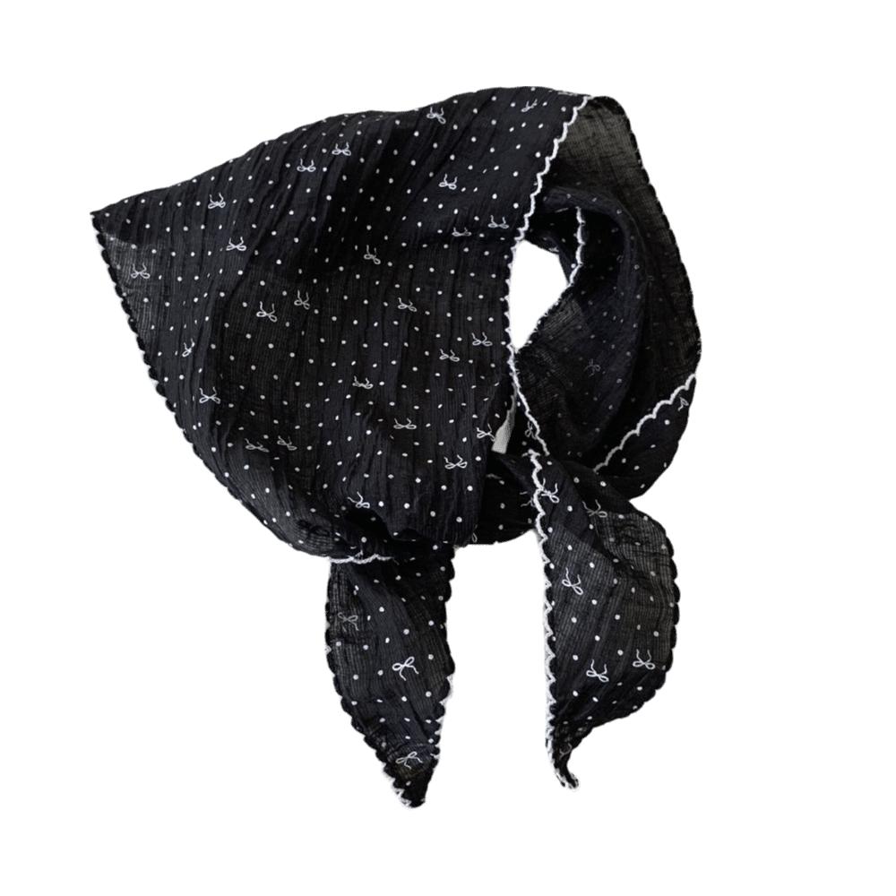 French Korean Neckerchief Bow Headband Turban Sweet Style Polka Dot Triangle Headscarf  Sunscreen