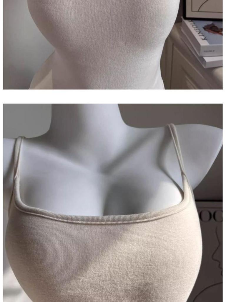Chest-Enhancing Brushed Cotton Camisole with Inner Padding and Flared Design for Women