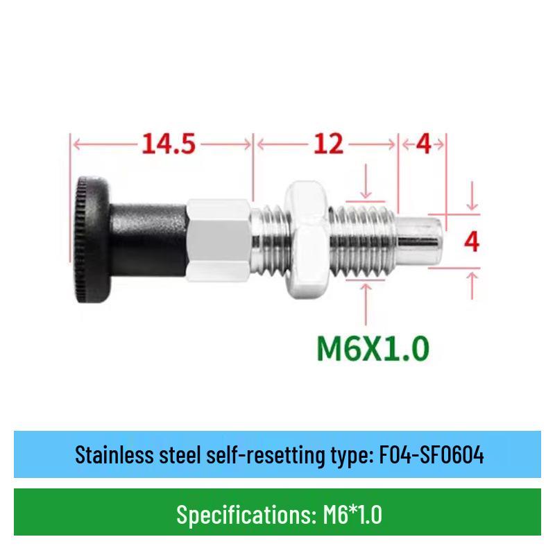 Stainless Steel Self-Locking Plunger with Coarse Thread and Pull Ring