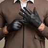 1 Pair Hollow Breathable Solid Color Non-slip Men Gloves Spring Autumn Windproof Touch Screen Faux Sheepskin Cycling Gloves Outdoor Accessories